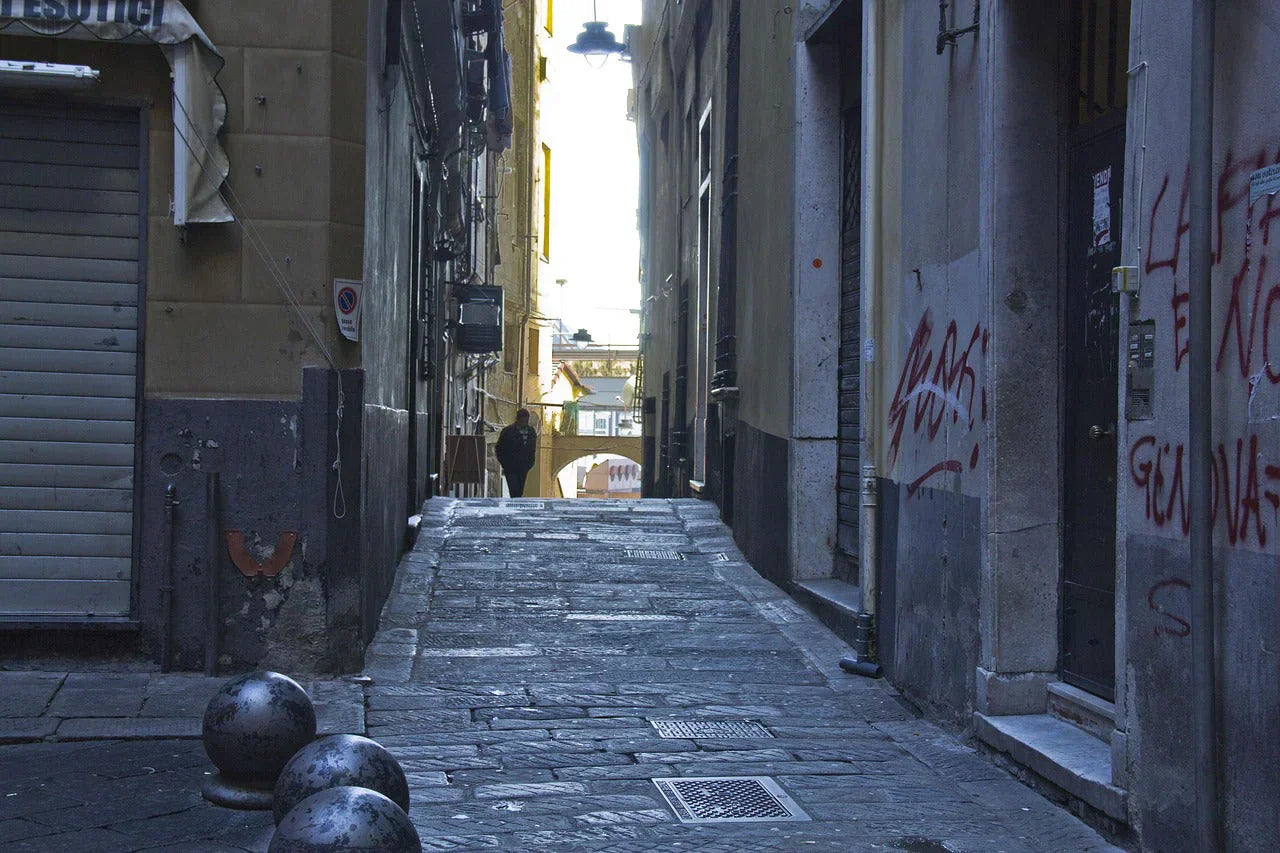 old street alley in genova