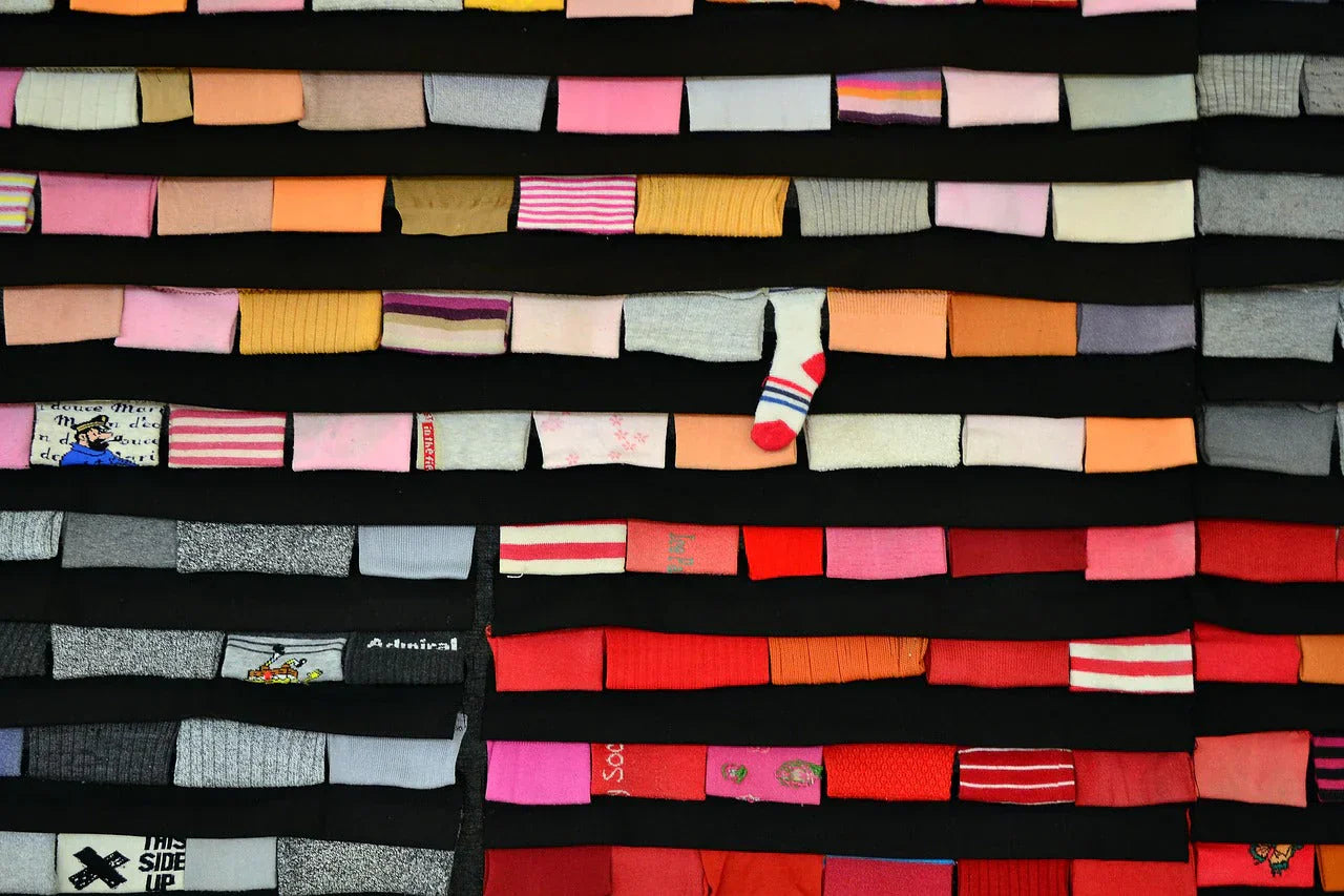 rows and rows of colourful socks