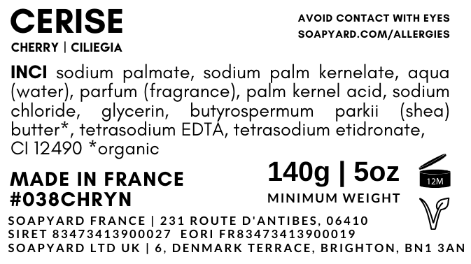 Cerise 140g | Pack de 8 savons emballés