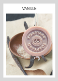 Savon avec corde Soapyard — Vanille, sur fond illustrant son parfum