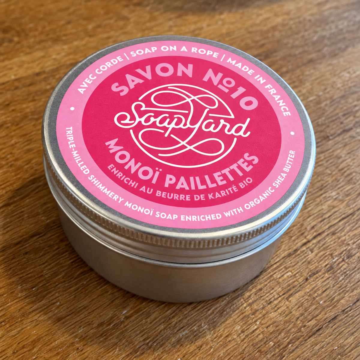 Savon MONOÏ PAILLETTES — boîte en aluminium Soapyard